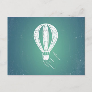Retro Hot Air ballon Turkooise Background Briefkaart