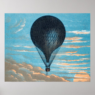 Retro Hot Air Ballon Uitzicht eerste ballon Poster