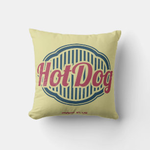 Retro Hot Dog Étiquette Designer Accent Coussins