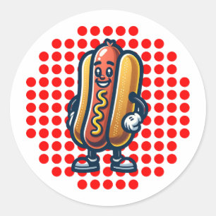 Retro Hot Dog Glizzy Pop Art Ronde Sticker