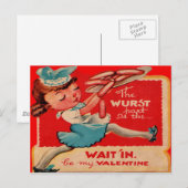  Retro Hot Dog Waitress Valentijn Kaart (Voorkant / Achterkant)