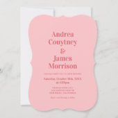 Retro Hot Pink Funky bruiloft Kaart (Voorkant)