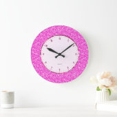 Retro Hot-Pink Glitter And Sparkles Grote Klok (Huis)