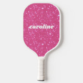 Retro Hot Pink Glitter Sparkle Gepersonaliseerde n Pickleball Paddle (Achterkant)