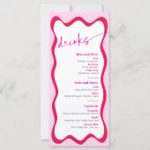 Retro Hot Pink Wavy Border Eten en Drinken Menu (Achterkant)