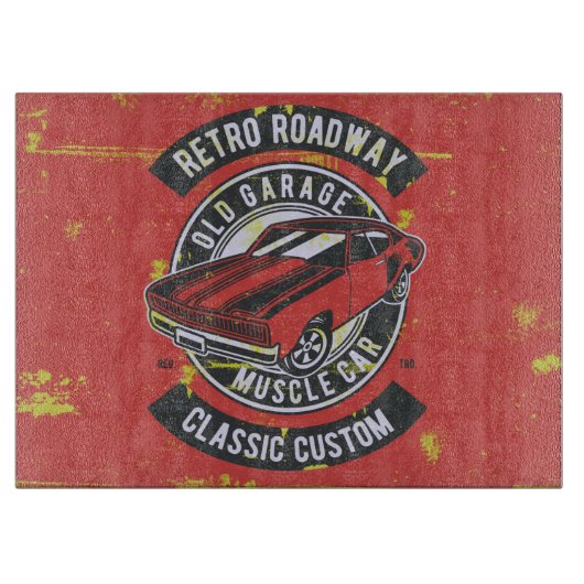 Retro Hot Rod Snijplank (Voorkant)