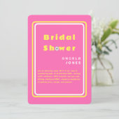 Retro Hot Roze/Gele Daisies Vrijgezellenfeest Invi Kaart (Staand voorkant)