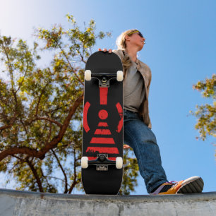 Retro Houd Energie Terug Waarschuwingssymbool Skateboard