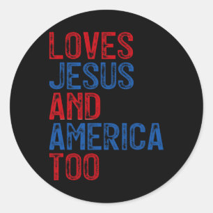 Retro houdt van Jesus en Amerika te goed Christeli Ronde Sticker