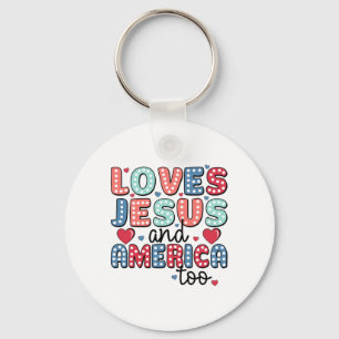 Retro houdt van Jesus en Amerika te goed Christeli Sleutelhanger