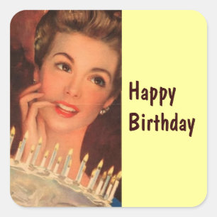 Retro Houseechtgenote Birthday Vierkante Sticker