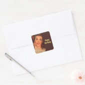 Retro Houseechtgenote Birthday Vierkante Sticker (Envelop)