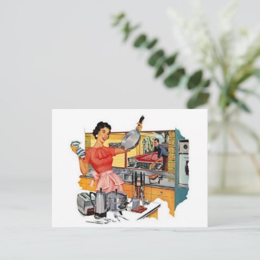 Retro Houseechtgenote Briefkaart (Staand voorkant)