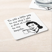 Retro Houseechtgenote Funny Tequila Coffee Pep Quo Vierkante Kartonnen Onderzetter (Schuin)