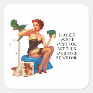 Retro Houseechtgenote Humor Pin-up girl Vierkante Sticker