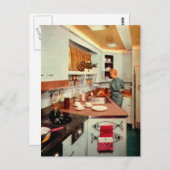 Retro Houseechtgenote in Kitchen Briefkaart (Voorkant / Achterkant)