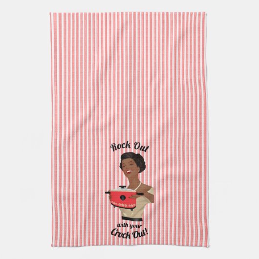 Retro Houseechtgenote is klaar met je Crock Out Theedoek (Verticaal)