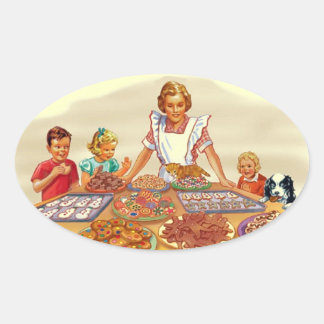 Retro Houseechtgenote Ovale Sticker