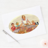 Retro Houseechtgenote Ovale Sticker (Envelop)