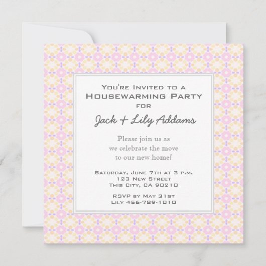 Retro Housewarming Invitation - Roze & Geel Kaart (Voorkant)