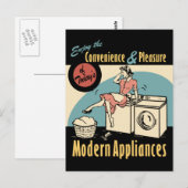 Retro Housewife Washer Dryer Briefkaart (Voorkant / Achterkant)