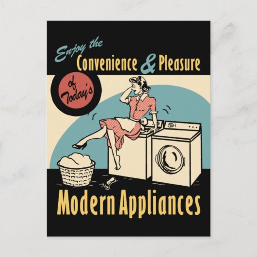 Retro Housewife Washer Dryer Briefkaart (Voorkant)
