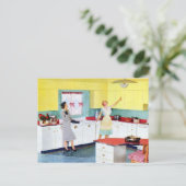 Retro Housewives in Kitchen Briefkaart (Staand voorkant)