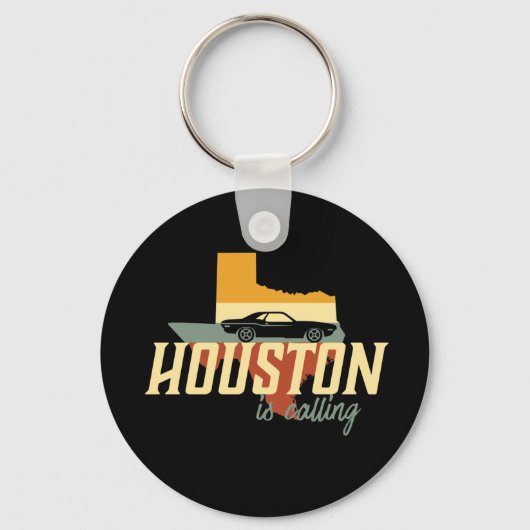  Retro Houston Texas City Map Sleutelhanger (Voorkant)