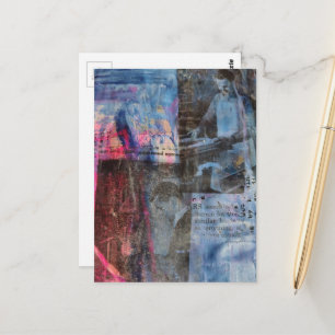 Retro Houtbewerkingsmannen op een Blauwe en Roze a Briefkaart