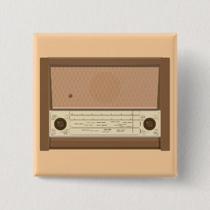Retro Houten Radio uit de Jaren 40 Vierkante Button 5,1 Cm