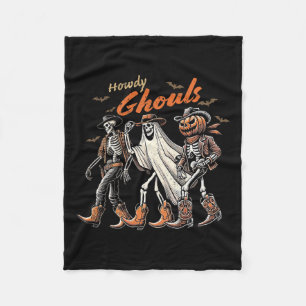 Retro Howdy Ghouls Skelet Cowboy Western Rodeo H Fleece Deken