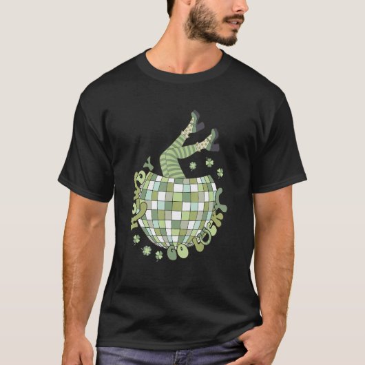 Retro Howdy Go Lucky St Patricks Day Disco Ball Lu T-shirt (Voorkant)