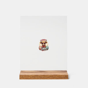 Retro Howdy Honey Pasen Hoogland Koe Cute Konijn Acryl Bord