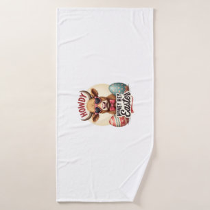 Retro Howdy Honey Pasen Hoogland Koe Cute Konijn Badhanddoek