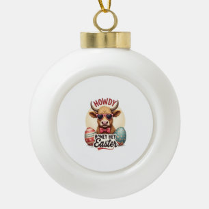 Retro Howdy Honey Pasen Hoogland Koe Cute Konijn Keramische Bal Ornament