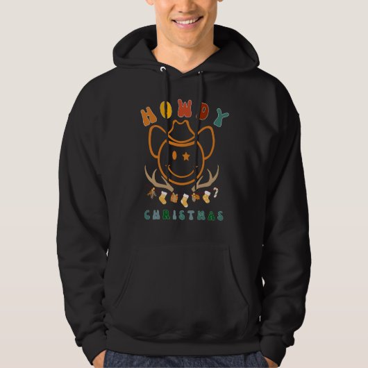 Retro Howdy Kerstmis Hoodie (Voorkant)
