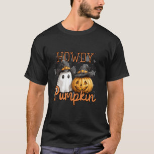 Retro Howdy Pumpkin Cowboys Grappig Pumpkin Countr T-shirt