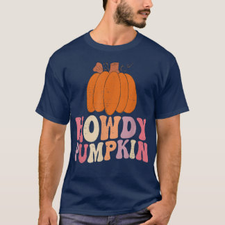 Retro Howdy Pumpkin Herfst Autumn Westerne Hallowe T-shirt