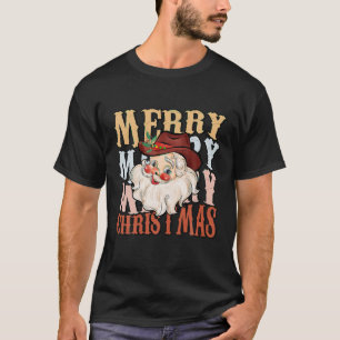 Retro Howdy Santa Cowboy Cowgirl Western Howdy Chr T-shirt
