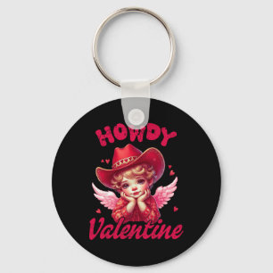 Retro Howdy Valentijn Cupido Cowboy Western Valent Sleutelhanger