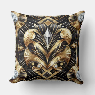 Retro Huisaccenten Zwart en Goud Art Deco Kussen