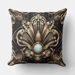 Retro Huisaccenten Zwart en Goud Art Deco Kussen