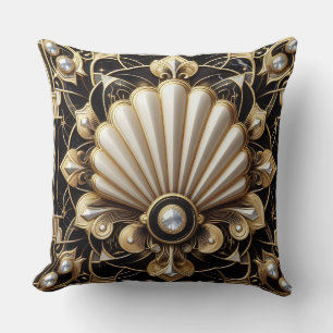 Retro Huisaccenten Zwart en Goud Art Deco Kussen