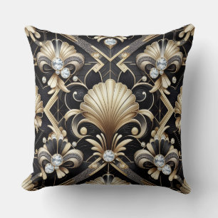 Retro Huisaccenten Zwart en Goud Art Deco Kussen