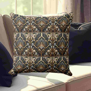 Retro Huisaccenten Zwart en Goud Art Deco Kussen