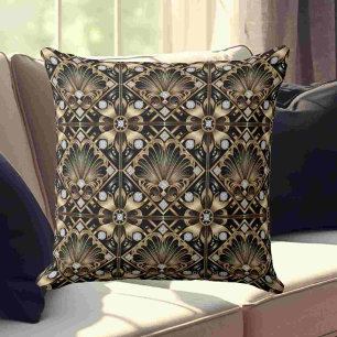 Retro Huisaccenten Zwart en Goud Art Deco Kussen