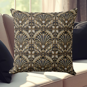 Retro Huisaccenten Zwart en Goud Art Deco Kussen