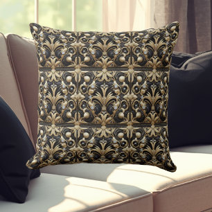 Retro Huisaccenten Zwart en Goud Art Deco Kussen