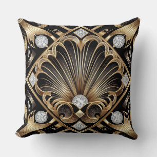 Retro Huisaccenten Zwart en Goud Art Deco Kussen