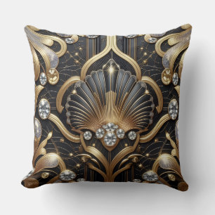 Retro Huisaccenten Zwart en Goud Art Deco Kussen